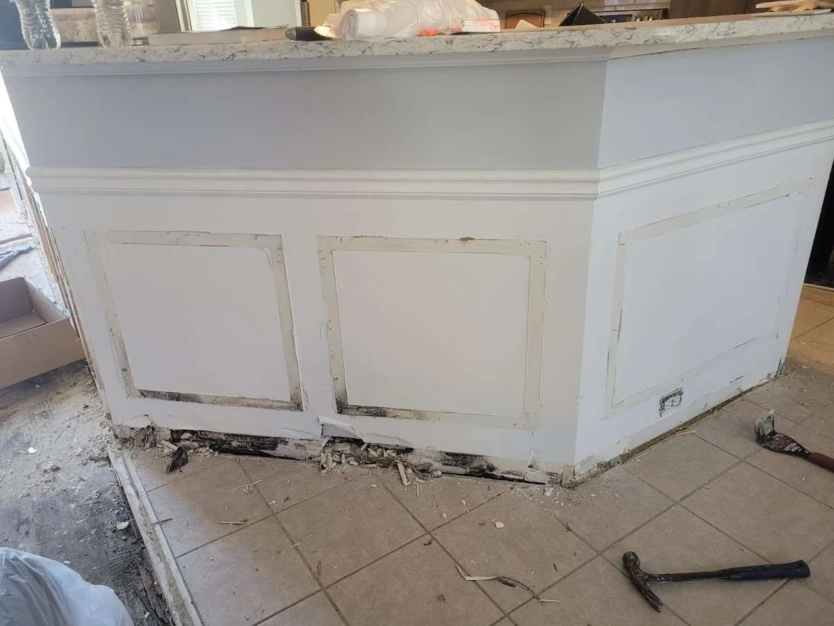 Water damage and mold on kitchen during Burst Pipe Cleanup in Cresskill